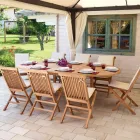 Ovale buitentafel Uitschuifbaar tot 240 cm Gemaakt van Teakhout - Klimop Viadurini