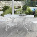 Ovale volledig metalen tuintafel - Archief Viadurini