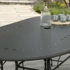 Ovale volledig metalen tuintafel - Archief Viadurini