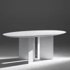 Ovale eettafel van essenhoutfineer - Capricorn Viadurini