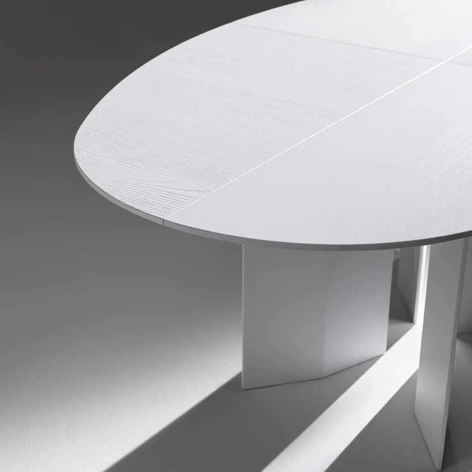 Ovale eettafel van essenhoutfineer - Capricorn Viadurini