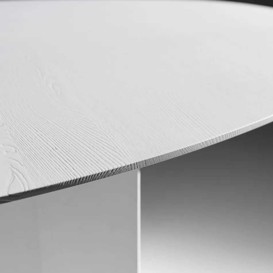 Ovale eettafel van essenhoutfineer - Capricorn Viadurini