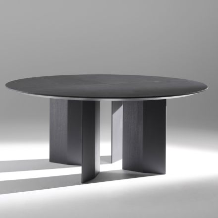Ovale eettafel van essenhoutfineer - Capricorn Viadurini