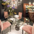 Oval Design tafel met glazen top 100% Made in Italy Zoe Viadurini