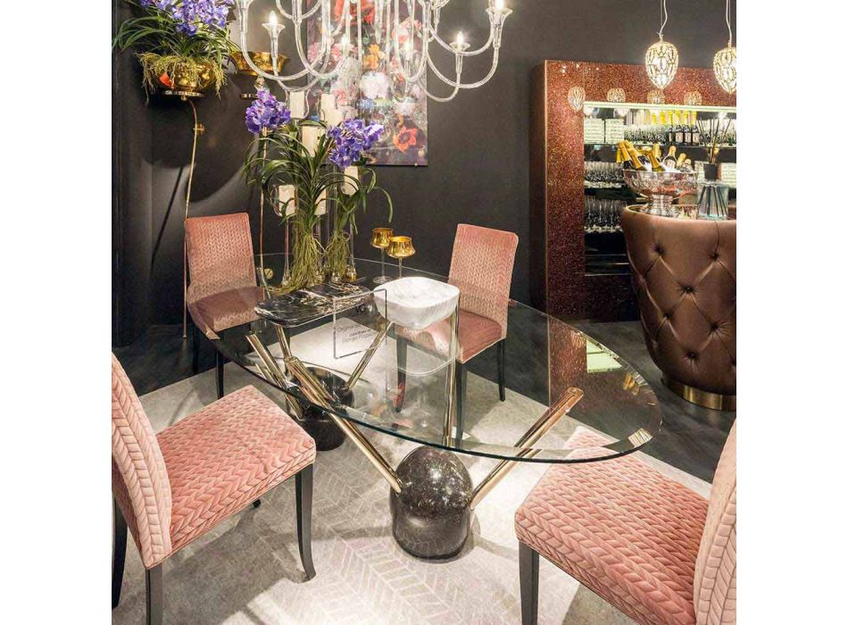 Oval Design tafel met glazen top 100% Made in Italy Zoe Viadurini
