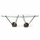 Oval Design tafel met glazen top 100% Made in Italy Zoe Viadurini