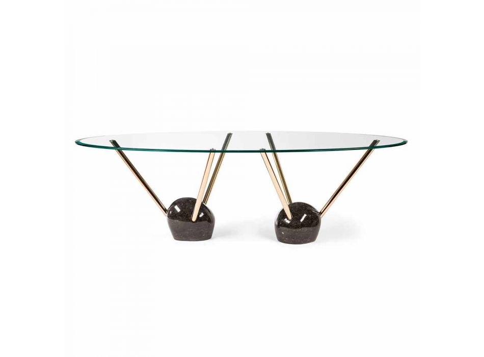 Oval Design tafel met glazen top 100% Made in Italy Zoe Viadurini