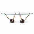 Oval Design tafel met glazen top 100% Made in Italy Zoe