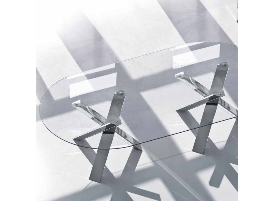 Ovale designtafel in kristal 280x120cm gemaakt in Italy Tree Viadurini