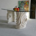 ovale stenen tafel met modern design kristal Furies