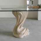 ovale stenen tafel met glazen top modern design Agave Viadurini