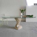 ovale stenen tafel met glazen top modern design Agave