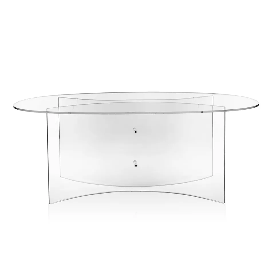 Ovale tafel van transparant plexiglas, gemaakt in Italië - Gabriela Viadurini