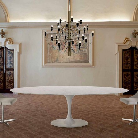 Moderne ovale tafel in Carrara-marmer of zwarte Marquinia gemaakt in Italië - Dollars Viadurini