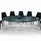 Moderne ovale tafel in Carrara of zwart Marquinia-marmer, gemaakt in Italië – dollars Viadurini