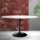 Ovale Tulip Saarinen tafel H 74 cm in mat wit Florim keramiek - Scarlet Viadurini
