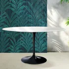 Saarinen Tulip ovale tafel H 74 cm in glanzend wit Florim keramiek - Scarlet Viadurini
