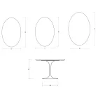 Saarinen ovale tulpvormige tafel H 74 cm in Florim Calacatta goudkleurig glanzend keramiek - Scharlakenrood Viadurini