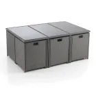 Binnen- en buitentafel met 6 stoelen met verstelbare rugleuning en 4 poefs - Venir Viadurini