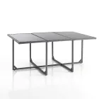 Binnen- en buitentafel met 6 stoelen met verstelbare rugleuning en 4 poefs - Venir Viadurini