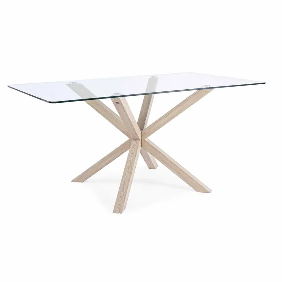 Homemotion Eetkamertafel met blad van gehard glas - Denda Viadurini