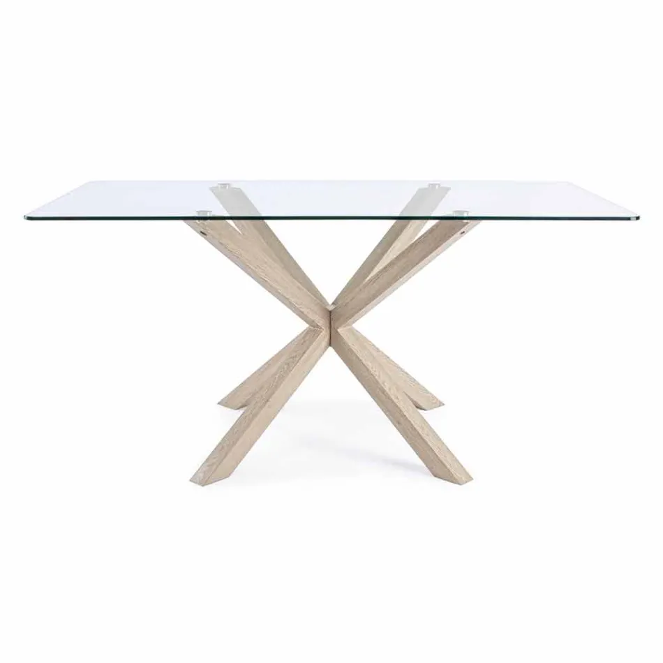 Homemotion Eetkamertafel met blad van gehard glas - Denda Viadurini