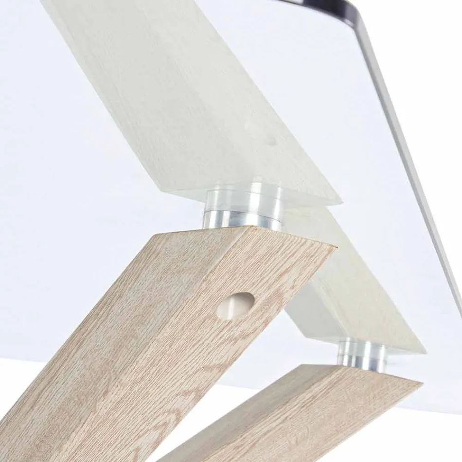 Homemotion Eetkamertafel met blad van gehard glas - Denda Viadurini