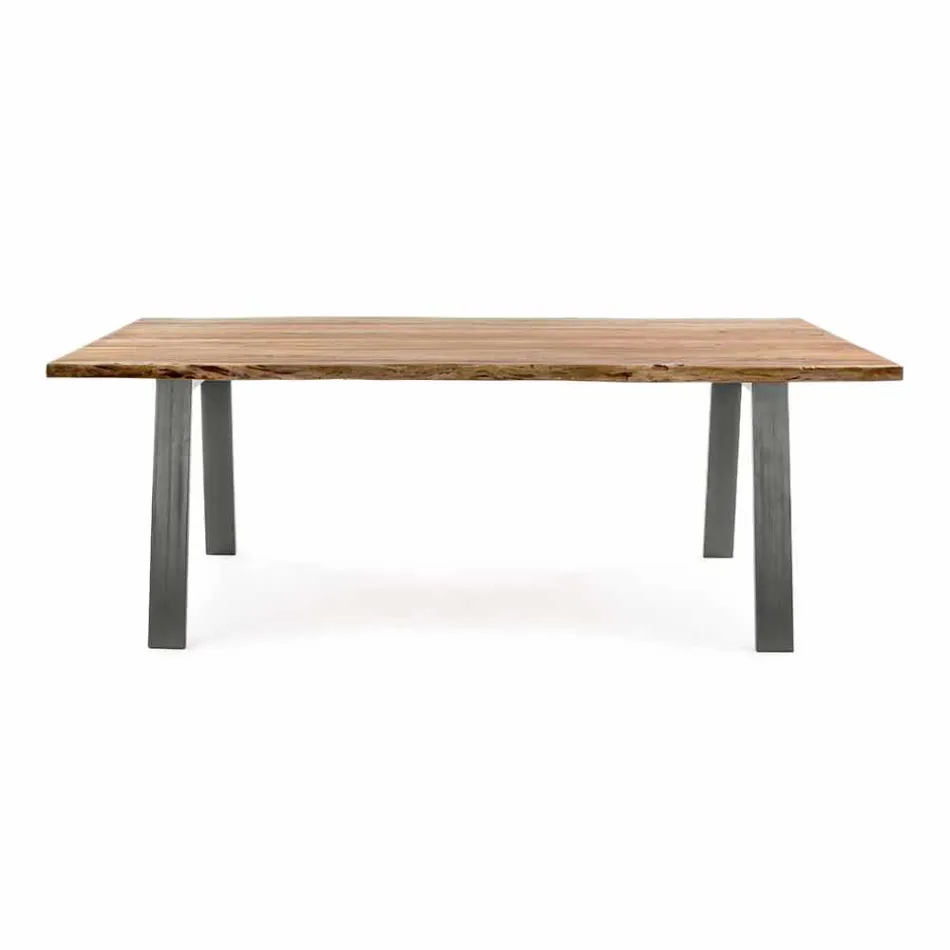 Design eettafel in hout en staal Homemotion - Cannes Viadurini