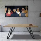 Vergulde tafel in geknoopt Masellato eiken en metaal Made in Italy - Luanda Viadurini