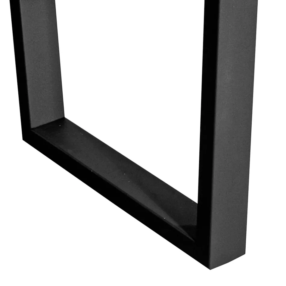 Vergulde tafel in vierkant geknoopt eikenhout en metalen onderstel Made in Italy - Pilar Viadurini