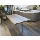 Massief eiken vergulde tafel en kristallen voet Made in Italy - Noelia Viadurini