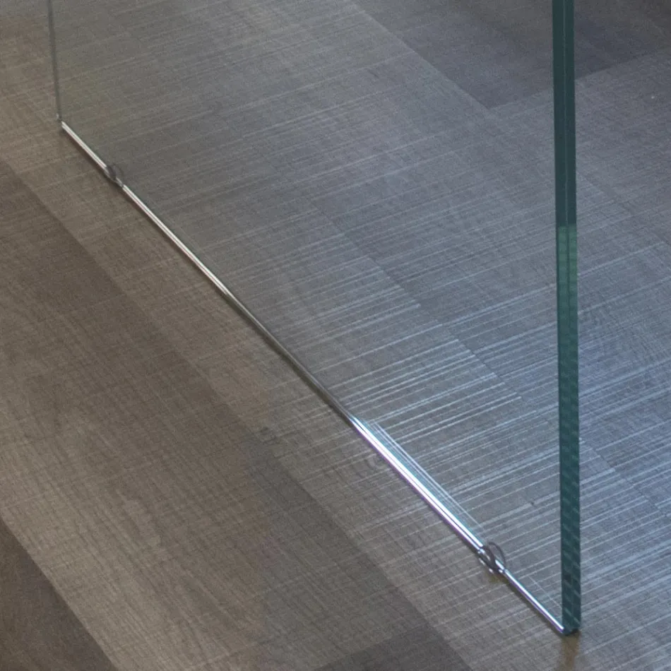 Massief eiken vergulde tafel en kristallen voet Made in Italy - Noelia Viadurini