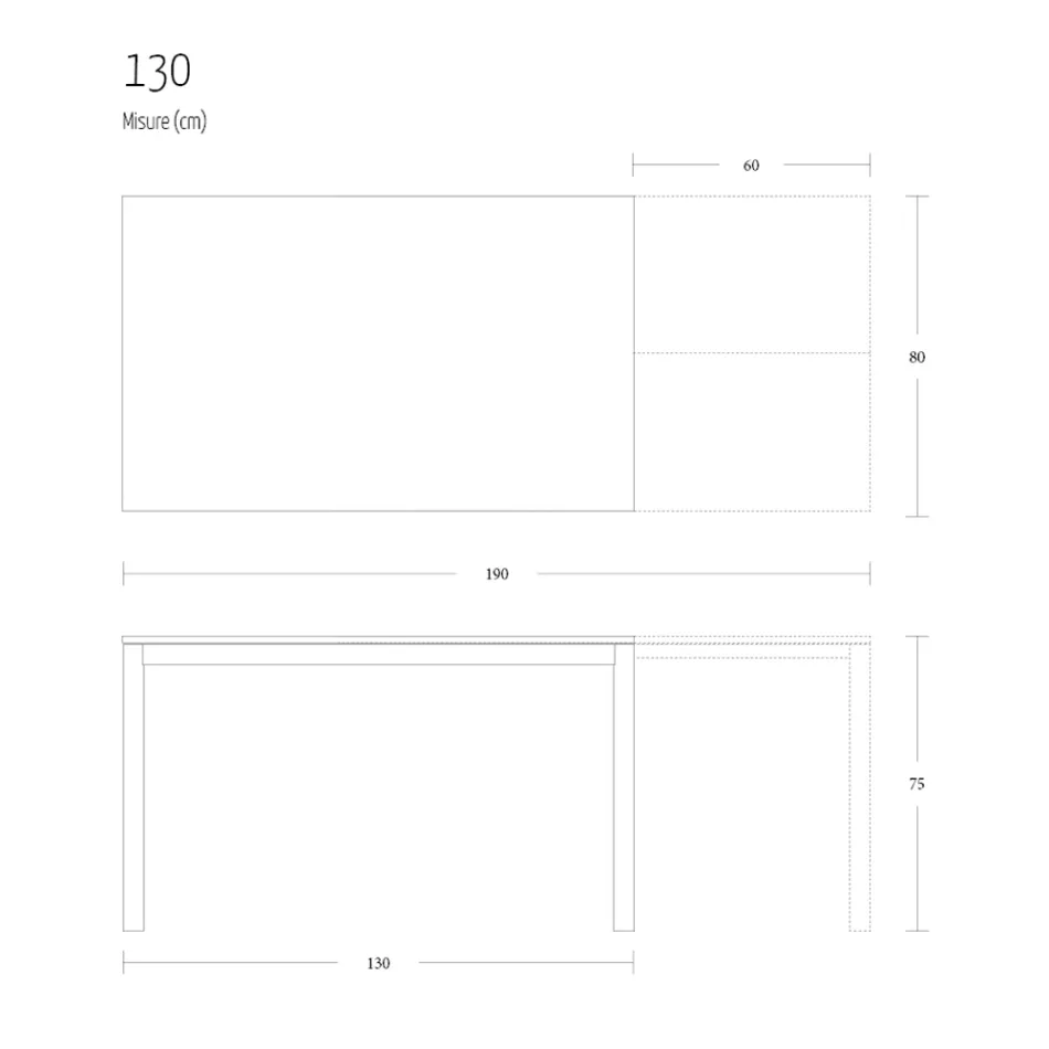 Uitschuifbare eettafel 190 cm metaal en hout Made in Italy - Euclidean Viadurini