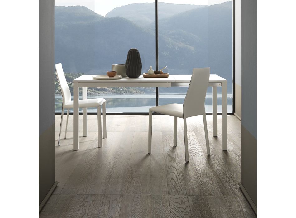 Uitschuifbare eettafel 190 cm metaal en hout Made in Italy - Euclidean Viadurini