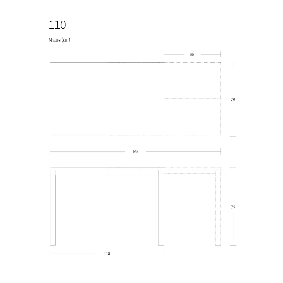 Uitschuifbare eettafel 190 cm metaal en hout Made in Italy - Euclidean Viadurini