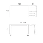 Eettafel uitschuifbaar tot 2,8 m metaal en mat keramiek blad - Rashid Viadurini