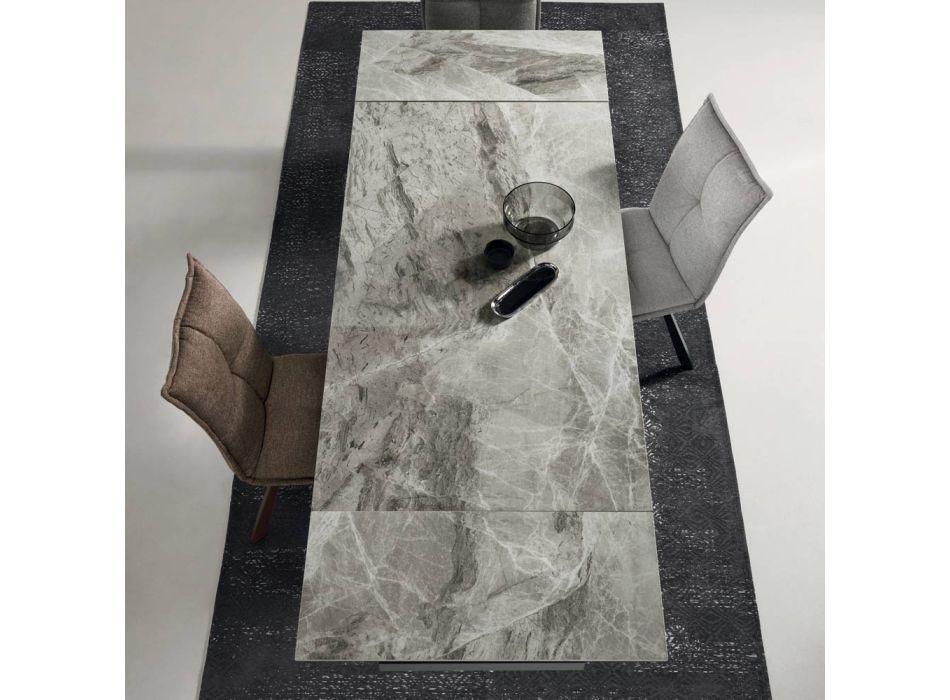 Eettafel uitschuifbaar tot 240 cm marmereffect en metalen structuur - Yvan Viadurini