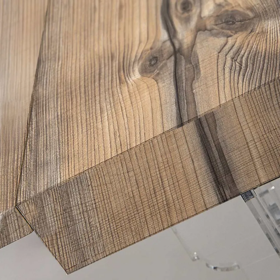 Uitschuifbare eettafel tot 255 cm in plexiglas en hout Made in Italy - Francoise Viadurini