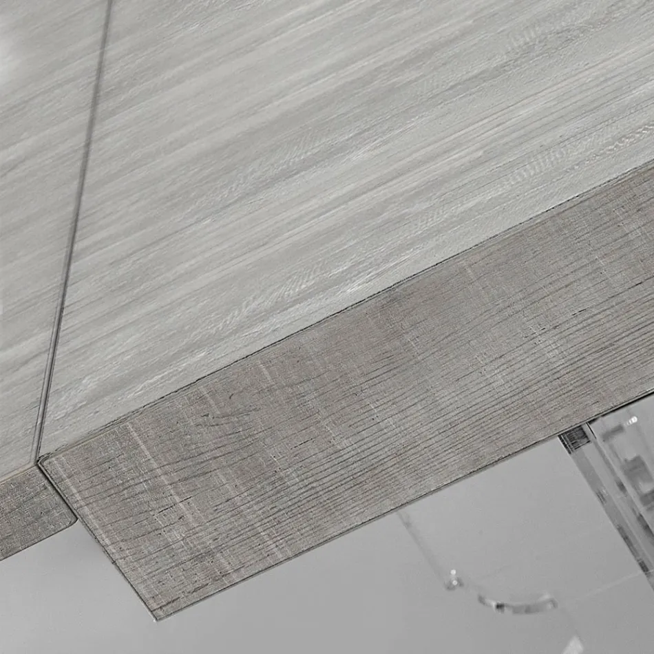 Uitschuifbare eettafel tot 255 cm in plexiglas en hout Made in Italy - Francoise Viadurini