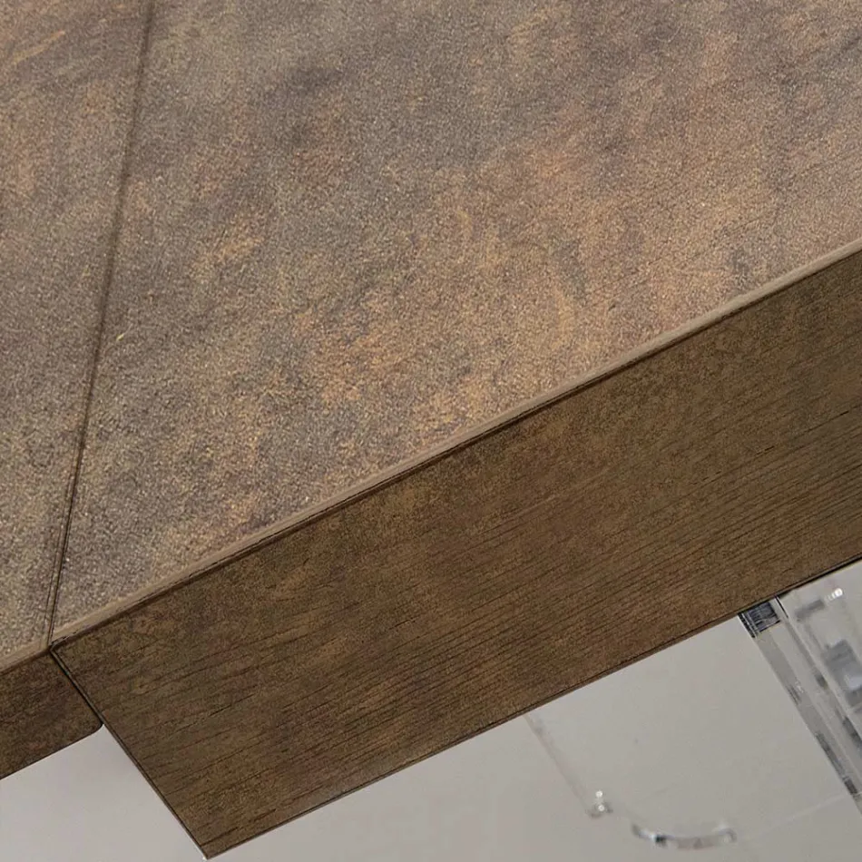 Uitschuifbare eettafel tot 255 cm in plexiglas en hout Made in Italy - Francoise Viadurini