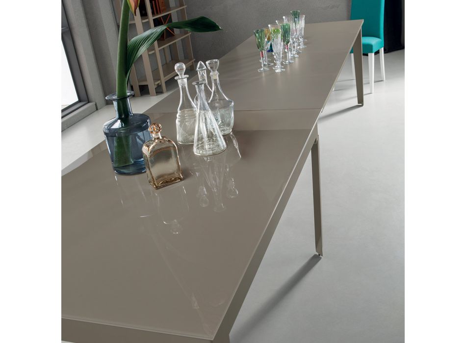 Eettafel Uitschuifbaar tot 380 cm in glas en metaal 16 zitplaatsen - Fiorentino Viadurini