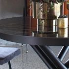 Uitschuifbare ronde eettafel tot 165 cm in staal en keramiek - June Viadurini