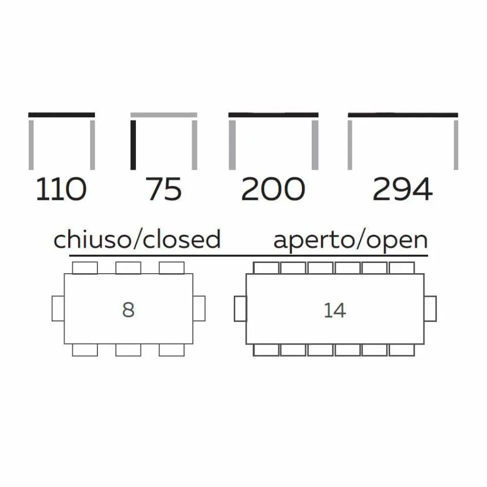 Uitschuifbare eettafel tot 294 cm in gres en metaal Made in Italy - Nuzzio Viadurini