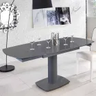 Uitbreiding eettafel glas en leer, L120 / 180xP90cm, Lelia Viadurini