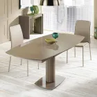 Uitbreiding eettafel glas en leer, L120 / 180xP90cm, Lelia Viadurini