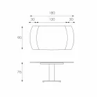 Uitschuifbare eettafel van glas en kunstleer, L120 / 180xP90cm, Lelia Viadurini