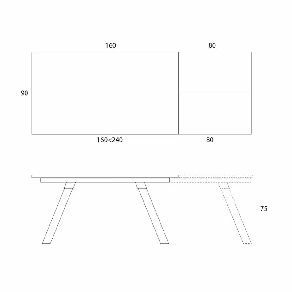 Uitschuifbare eettafel keramisch blad tot 2,8 m Made in Italy - Paoluccio Viadurini