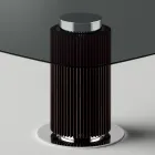 Eettafel met vierkant glazen blad en houten onderstel Made in Italy - Kuadro Viadurini