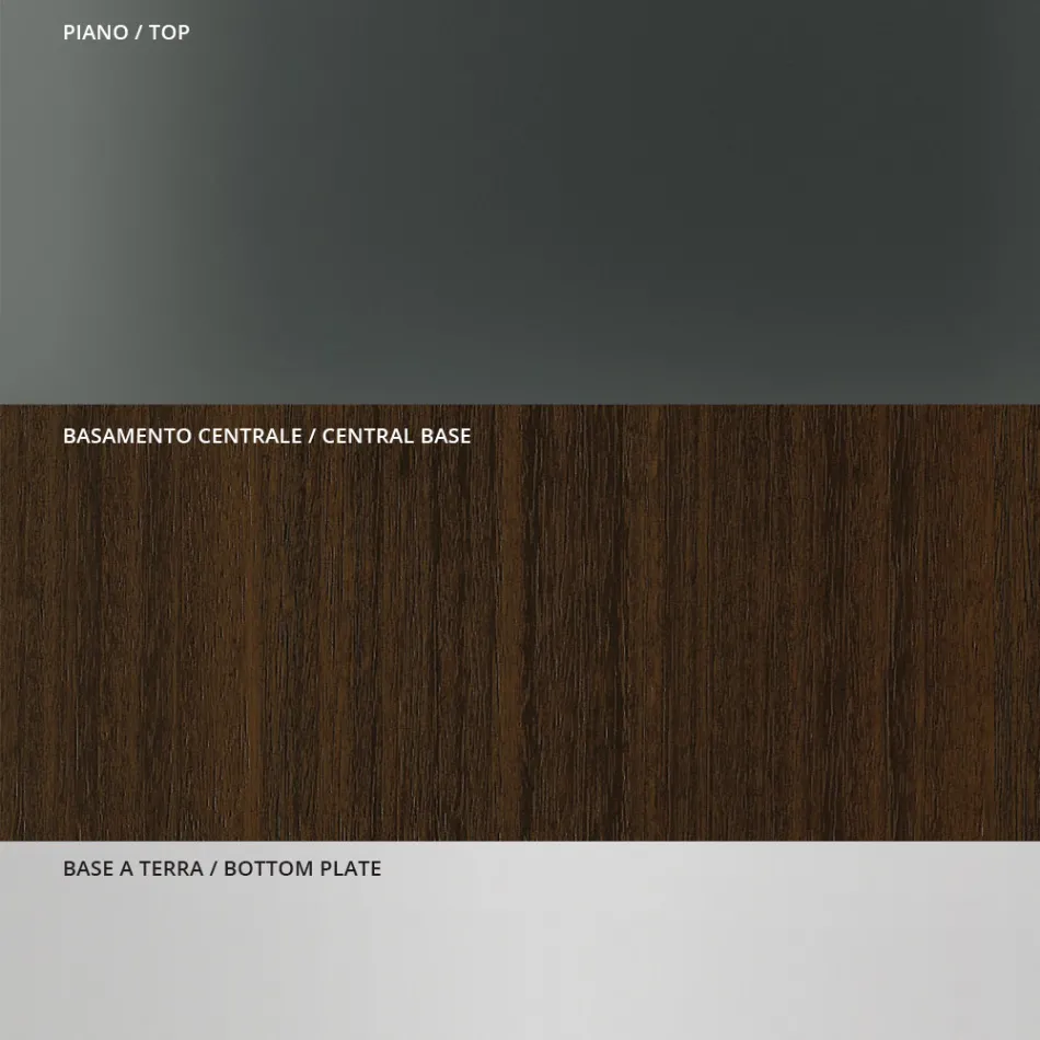 Eettafel met vierkant glazen blad en houten onderstel Made in Italy - Kuadro Viadurini