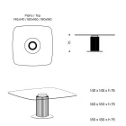 Eettafel met vierkant glazen blad en houten onderstel Made in Italy - Kuadro Viadurini